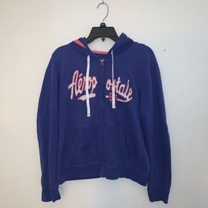 Blue Areo Zip Up Hoodie Size: XL
